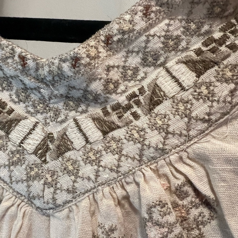 Free People Cream Embroidered 3/4 Sleeve Blouse - Picture 6 of 9